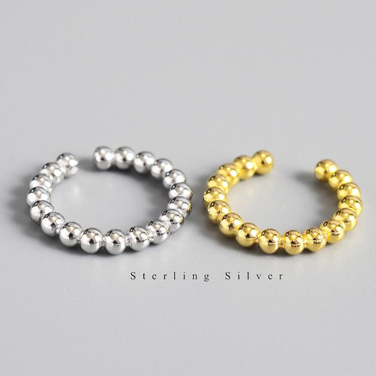 New Simple Small Fresh Light Bead Female 925 Sterling Silver Jewelry Personality Sweet Round Bead Popular Opening Rings TYB465