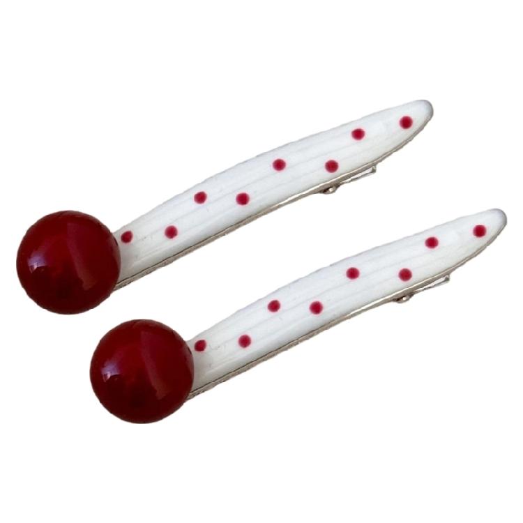 Retro Inspired Polkas Dot Heart Hair Accessory Metal Hair Clip Durability Construction Hairpin For Long Lasting Wear