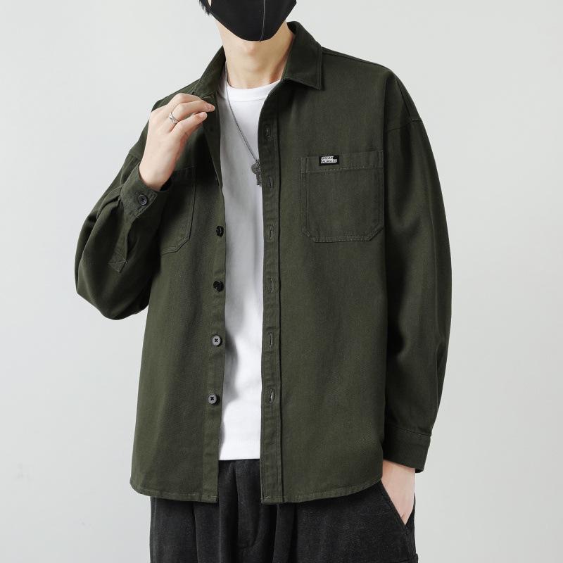 Pánská ležérní košile s dlouhým rukávem na jaro, pánská pracovní košile