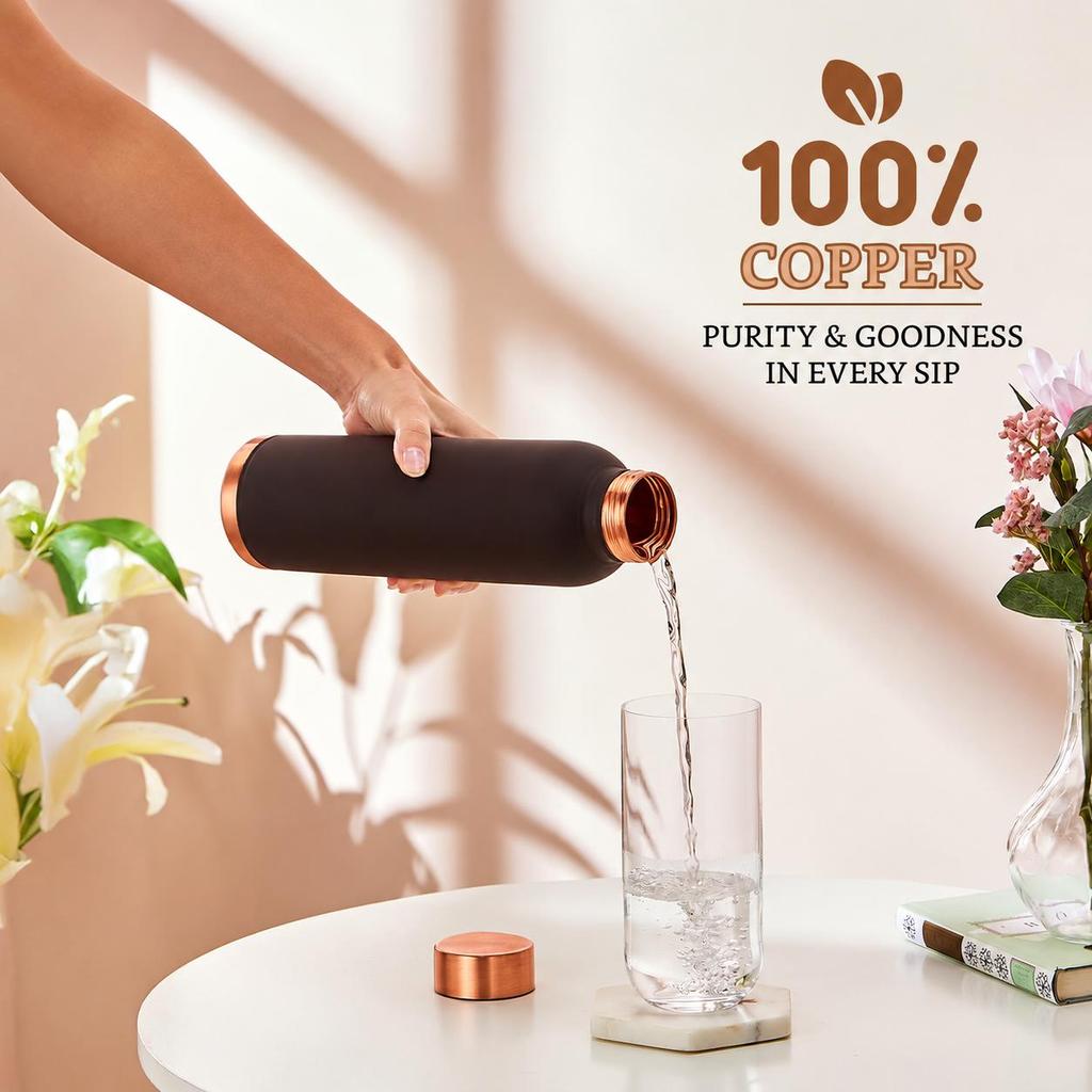 Copper Leak-Proof Powder Coating Bottles | 950 Ml | Pure Copper | Coca Cola Color | Daily Wellness Bottle