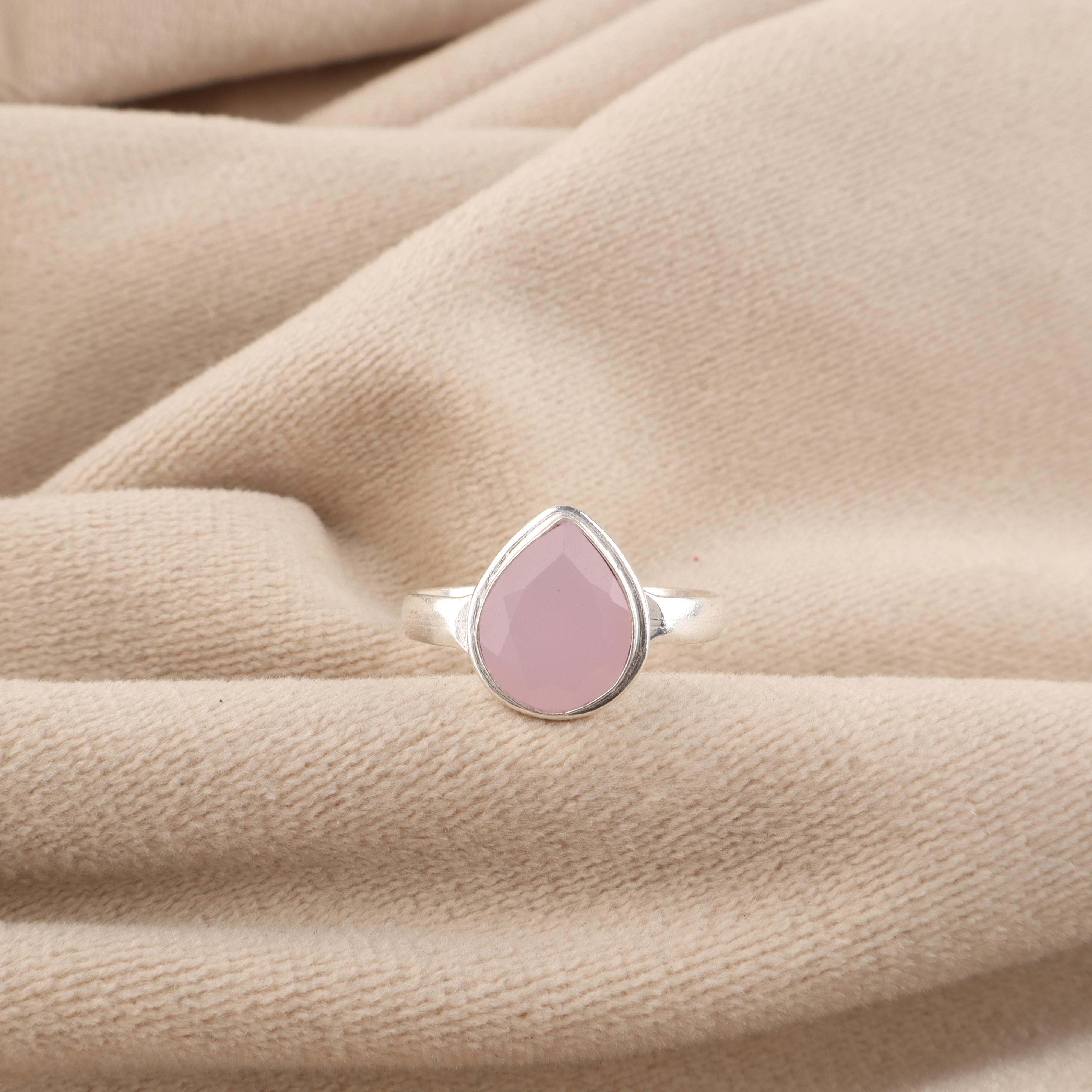 

Rose Chalcedony Gemstone 925 Sterling Silver Handmade Jewelry Designer Ring Gift For Girls RR-76-19 4