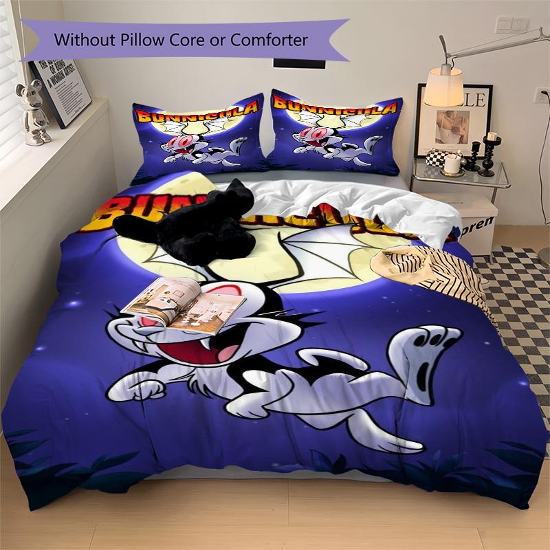 Bunnicula Night Bedding 3 Piece Set HD Print Duvet Cover Pillowcases for Teens Adult Bedroom Decoration Christmas Gift