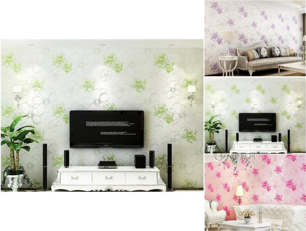 Euro Style Garden Wall Covering With 3d Embossed Texture For Living Room