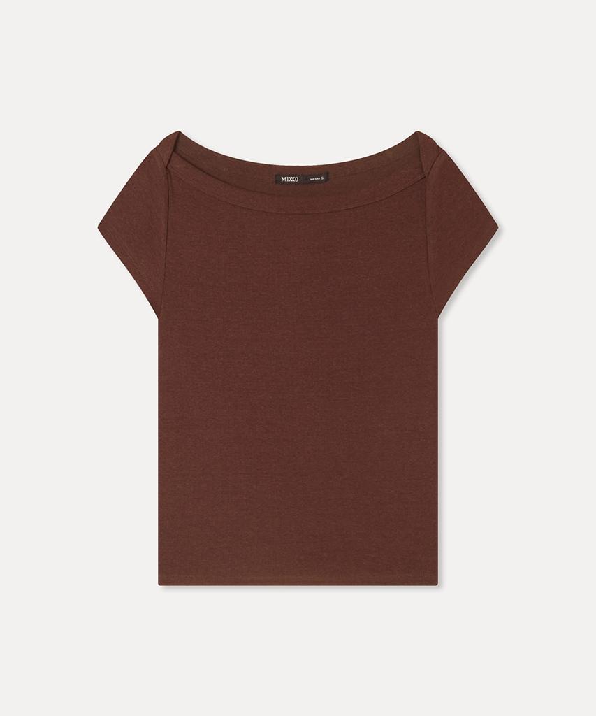 MIXXO Boat Neck Cap Sleeve Short Sleeve T-Shirt_Miwhwg711A