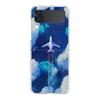 Phone Cover For Samsung Galaxy Z Flip 6 5 4 Case Transparent For Samsung Z Flip 3 Hard PC Shell Travel-Inspired Airplane Route