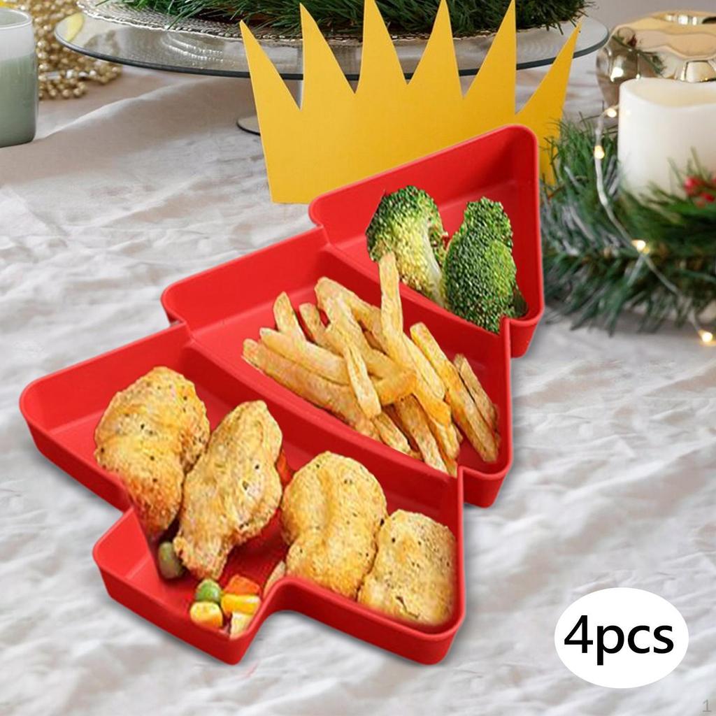 4 Bucuri Tavi de Servire Divizate Nuci Decor Craciun 3 Compartimente Gustare Plaja