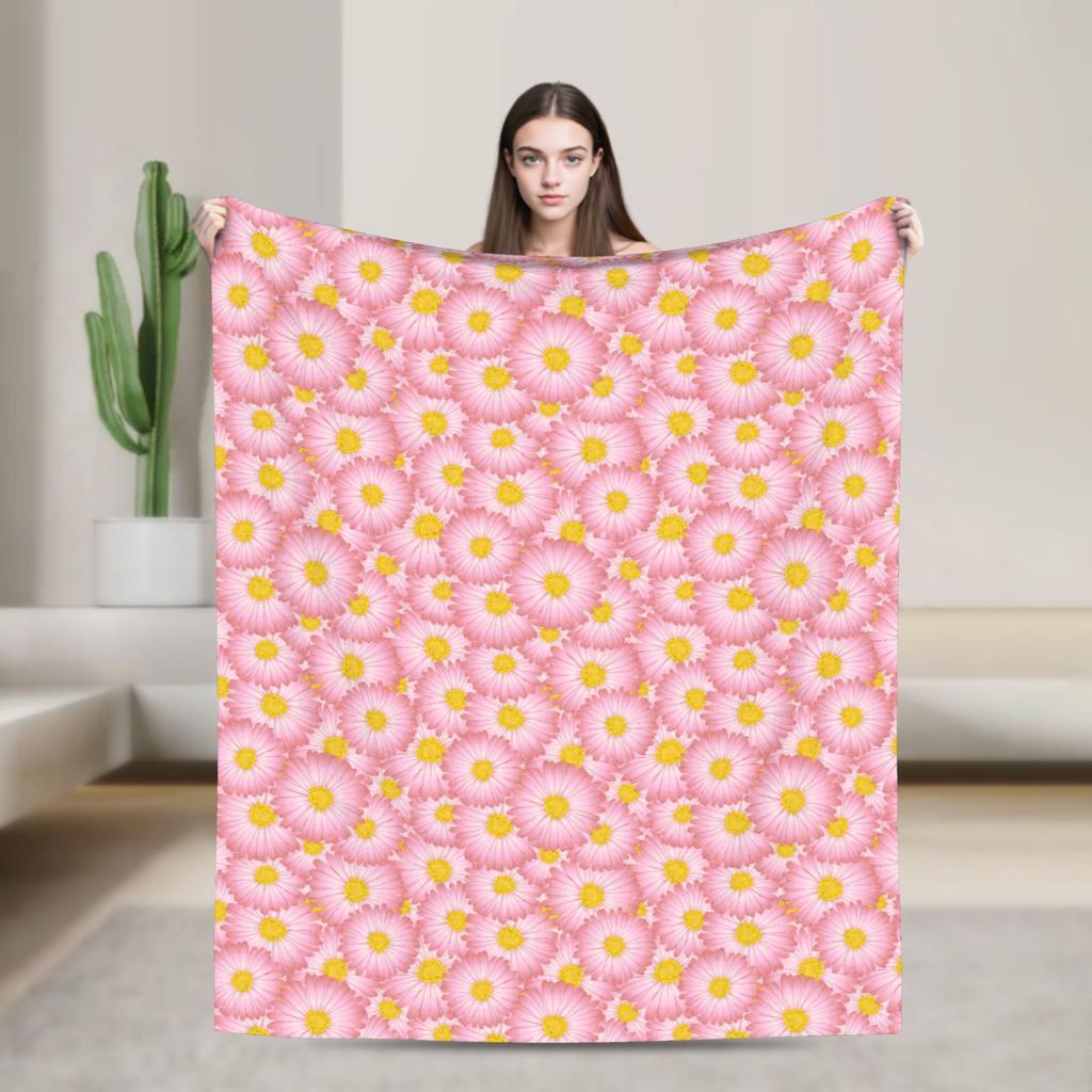 Daisy Floral Pattern Blankets Spring  Warm Cozy Throw Blanket For Adults Girls Living Room Flannel Bedspread Bed Cover
