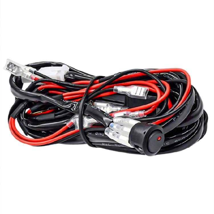 Motorcycle Fog Light Wiring Harness Lamp Headlamp Switch Wire Cable with 2 Plugs