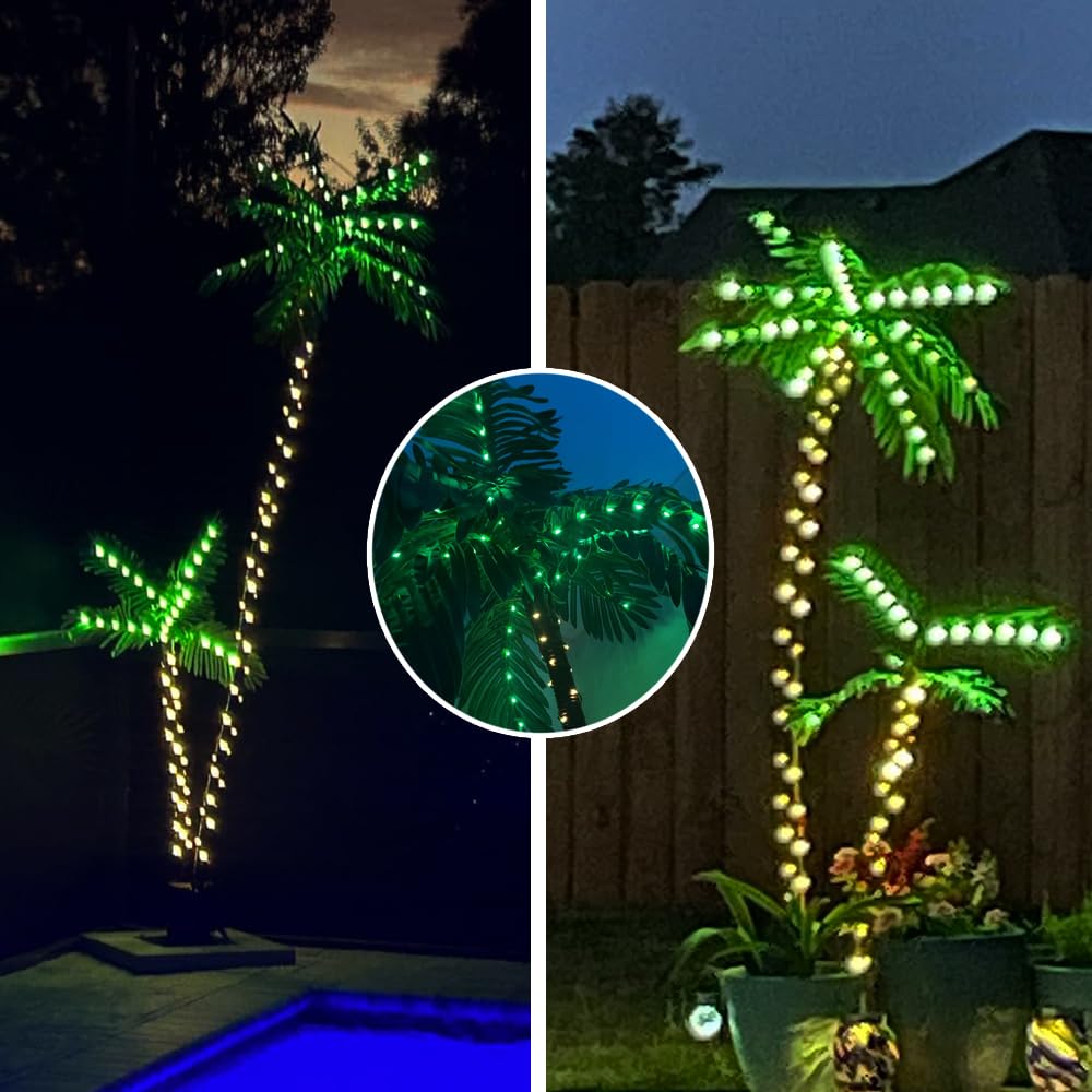 LED palm garden LED Christmas tree solar palm tree outdoor decoration for bar pool garden tropical party Christmas lighting LED artificial tree light