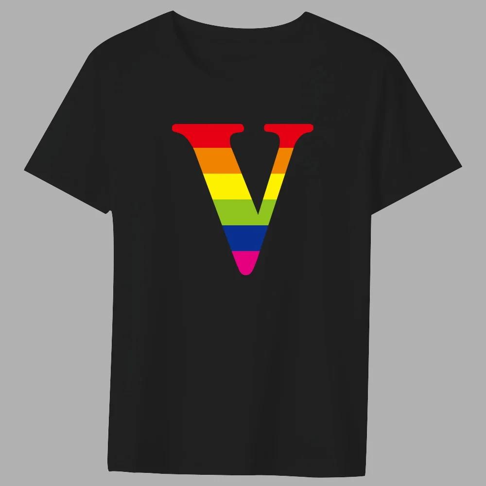 Men's T-shirt Basic Print Short Sleeve Anime Top Rainbow  Lettern Series Casual Black  O-neck Youth Commuter Comfortable Shirt