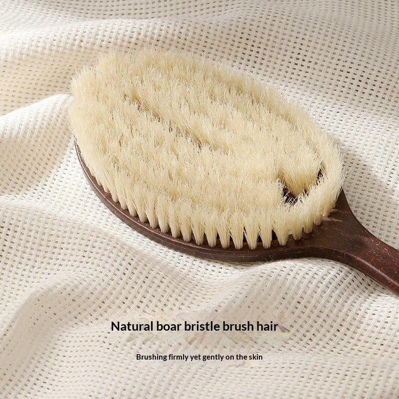 Natural Boar Bristle Coconut Fiber Long Handle Bath Brush Deep Cleansing For Daily Shower Exfoliating Skin Care