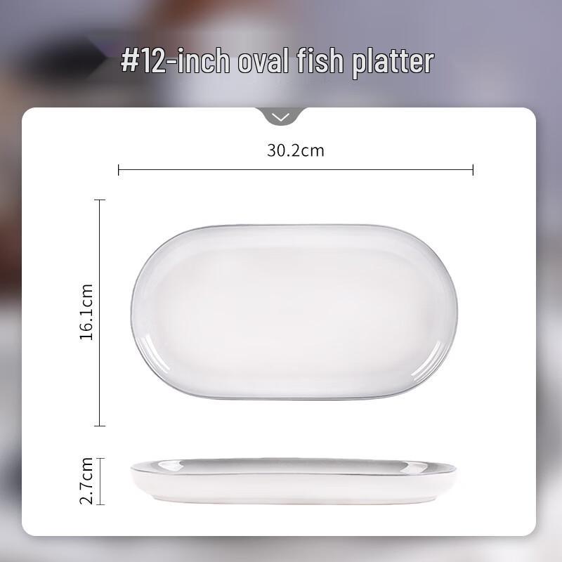 Ru Han Underglaze Bone China Oval Fish Plate