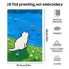 White Cat Watching Fish Print Hand Towel, Soft Absorbent Face Towel