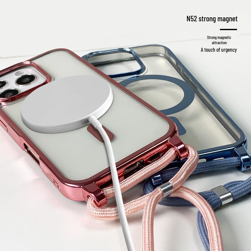 Magnetyczne i galwanizowane etui na iPhone 15 Pro Max ze smyczą