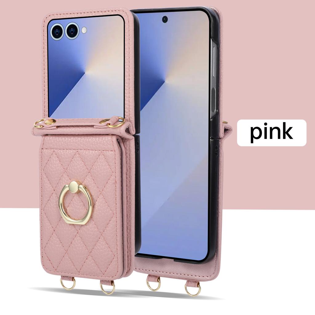 Modische Umhängetasche Ringhalter Kartensteckplatz Geldbörse Leder Handyhülle Für Samsung Galaxy Z FLIP 7 6 5 4 3 Langes Lanyard Klapphülle