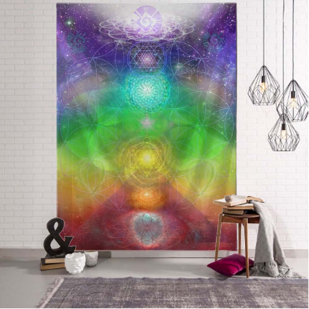 VIKAMA Cosmic Mandala Tapestry Gradient Nebulae Living Room Meditation Room Scandinavian Bohemian Spiritual Art Decoration