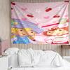 Strawberry-Shortcake Print Tapestry, Backdrop, Easy Setup, Ideal for Bedroom, Office & Living Room, with Aesthetic Wall Hanging Decor.