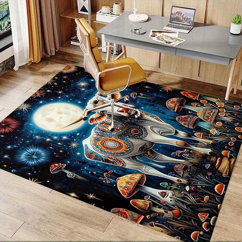 1pc Cosmic Cow,Psychedelic Mushrooms,Celestial Night Office Carpet Soft Polyester Entrance Carpet Wa