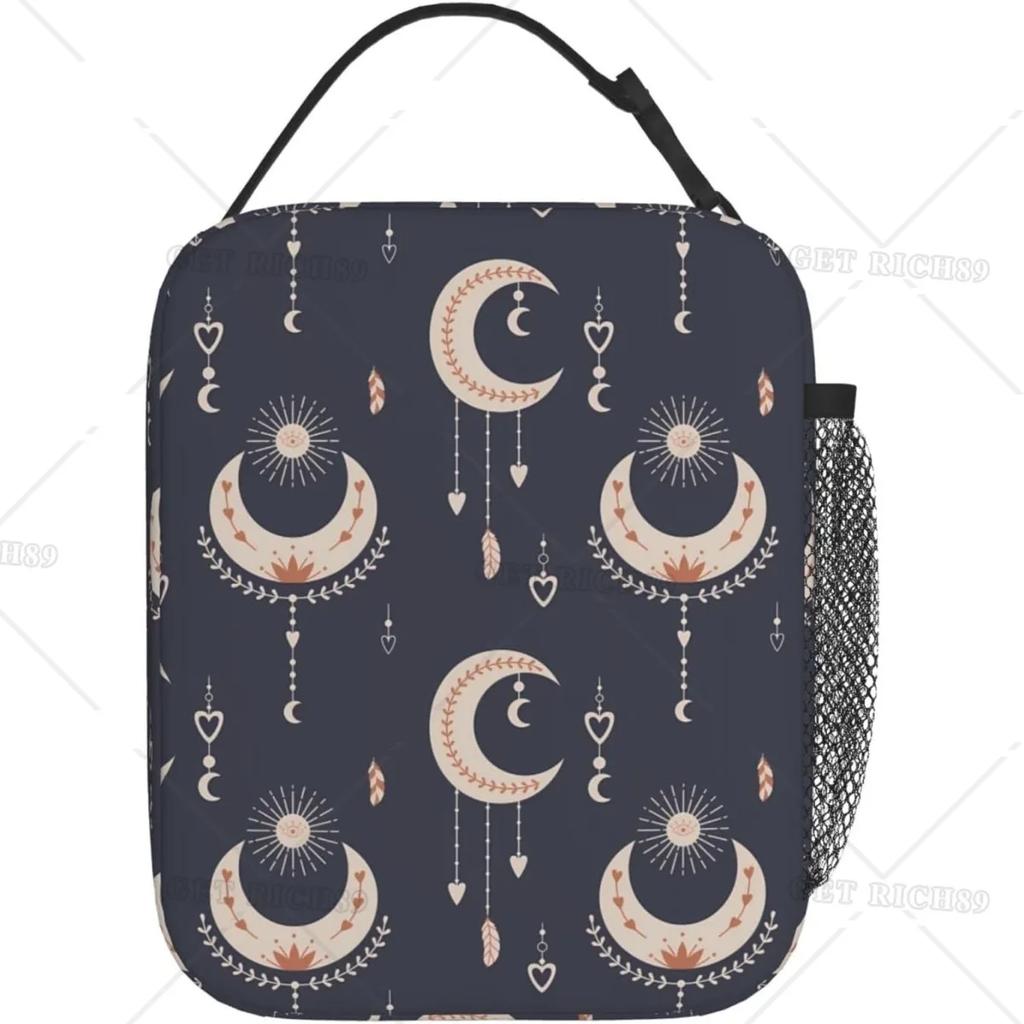 Mystical Moon Sun Lunch Bag Insulated Large Capacity Lunch Box for Women Men Reusable Portable Cooler Bag for Office Picnic