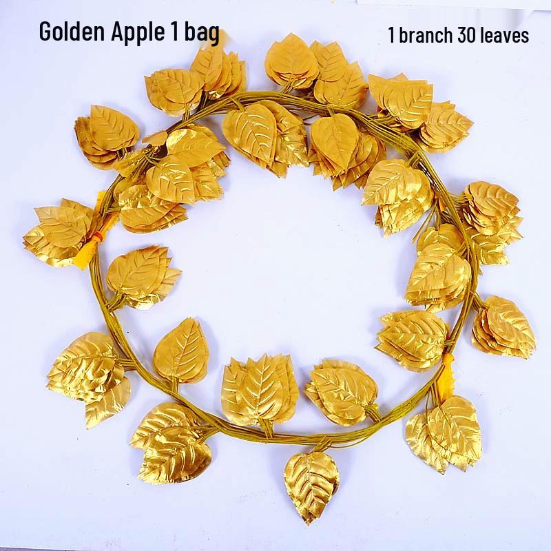 Golden Rattan Artificial Vine with Grape and Apple Leaves - Wedding Ceiling Hanging Decoration