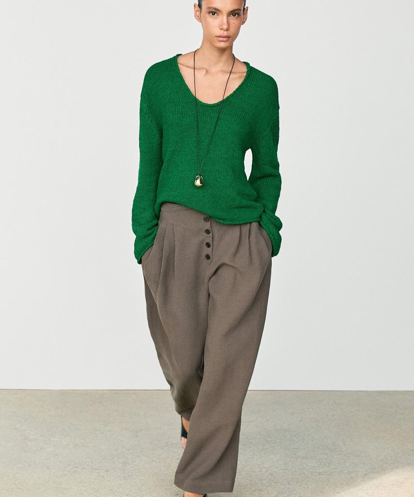 Masimodutti Cotton Blend Openwork Knit Sweater
