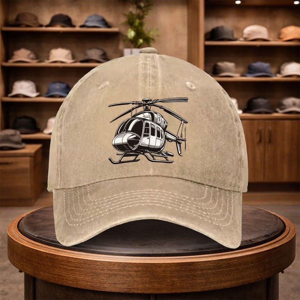 A HelicopterPrinted Baseball Cap a Casual Duckbill Hat Stylish And Adjustable for Outdoor Use Suitable for Travel And Beach