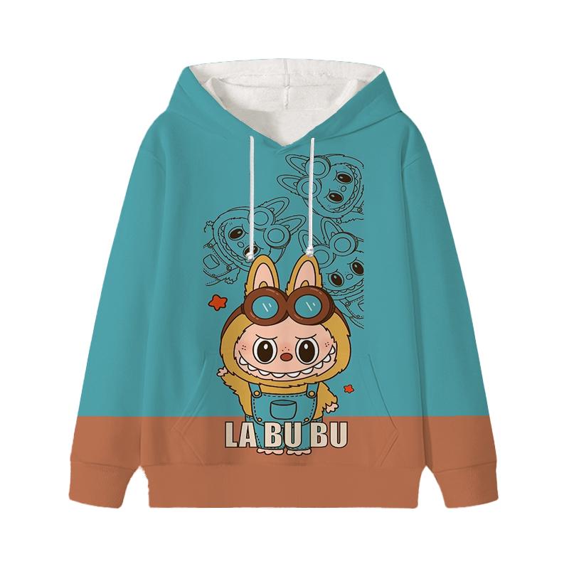 Felpe con cappuccio a manica lunga stampate Labubu per bambini, felpe anime per ragazzi e ragazze, vestiti casual autunnali, giacca leggera, giacche cartoon per bambini, regali 130
