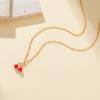 Teamer Enamel Cherry Charms Necklace Gold Color Stainless Steel Sweet Choker For Woman Girls Trendy Jewelry Gift Wholesale New