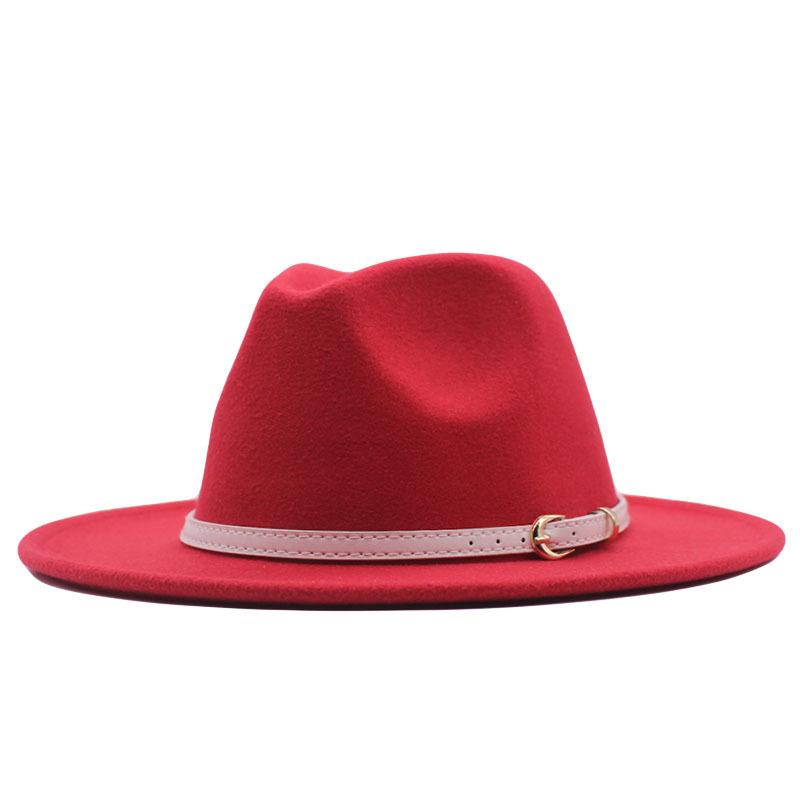 New spot European and American flat-brimmed felt jazz hat, British gentleman's retro woolen fashion felt hat