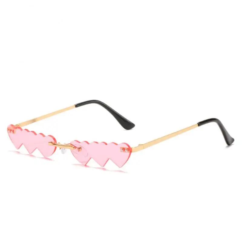 Small Love Heart Sunglasses Funny Glasses Personality Rimless Fashion Eyewear Street Shooting Glasses Sunglasses