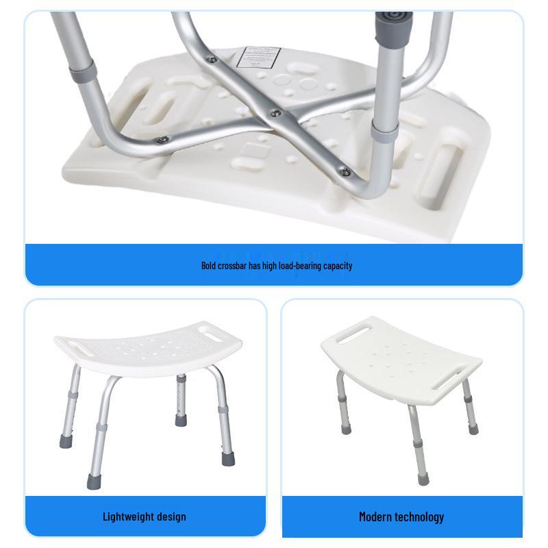 Adjustable Non-slip White Bath Stool for Elderly & Pregnant Women