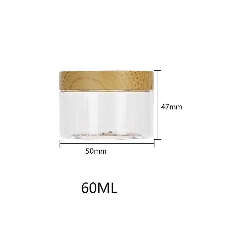 Пластиковые Пустые Прозрачные Банки Контейнеры Имитация Дерева Текстура Бутылка Крышки для Приправ Банка Дом 30Мл-300Мл 60ML