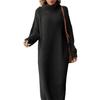 2023 Long Sweater Skirt Over Knee Loose High Neck Knitted Dress Women's Bottom Dress