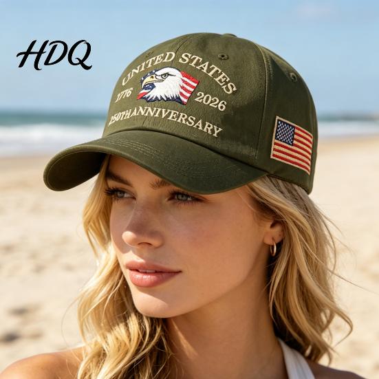 Memorial Day Baseball Cap Cap Vintage Worn Style Washed Denim Hat 250th Anniversary 1776-2026 Embroidered Patriotic Dad Adjustable Breathable