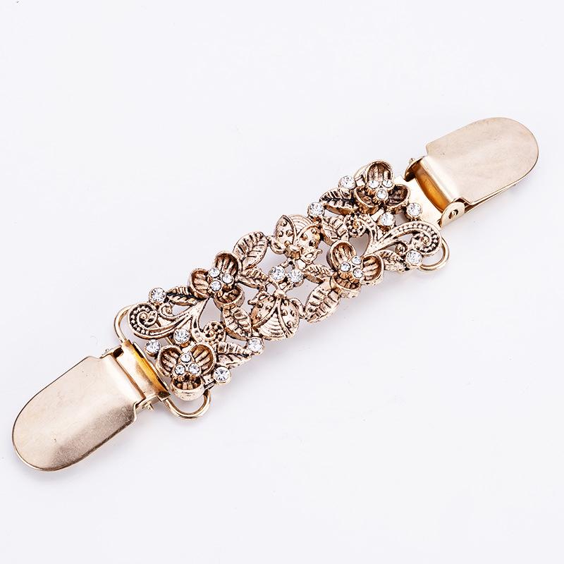 Retro spona na šál: Evropsko-americká brož na svetr a šátek s diamantovým akcentem - Slitinový doplněk proti odhalení