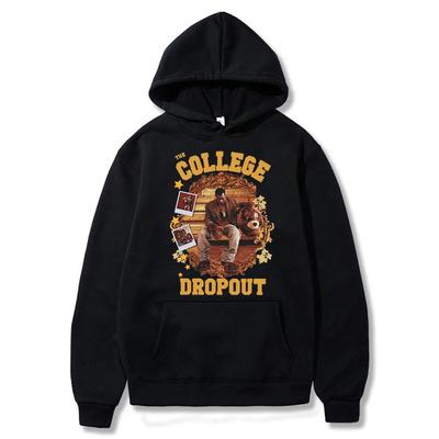 College Dropout Hoodie Kanye West Musikalbum Bedruckte Sweatshirts Lässiger Oversized Hoodie Hip Hop Streetwear Herrenbekleidung
