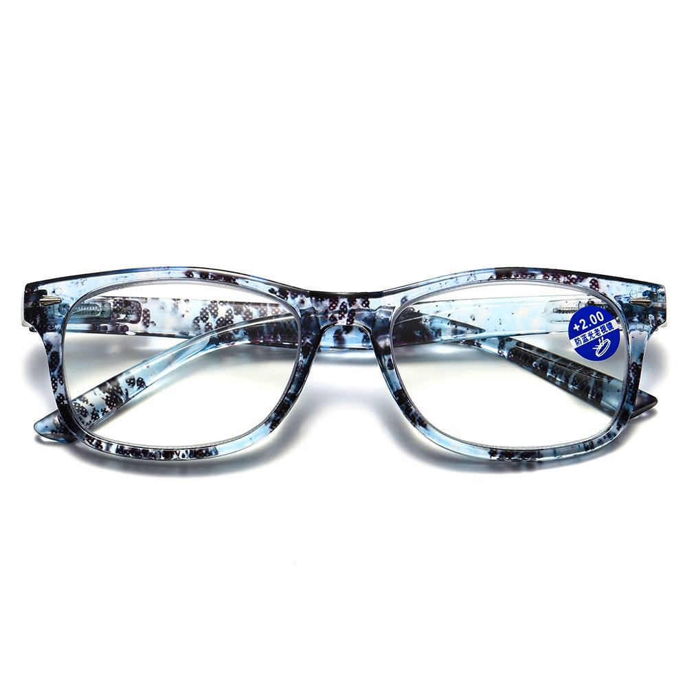 Vintage Broken Flowers Square Frame Reading Glasses High-Definition Men Women Eyeglasses Anti Blue Light Presbyopia Glasses