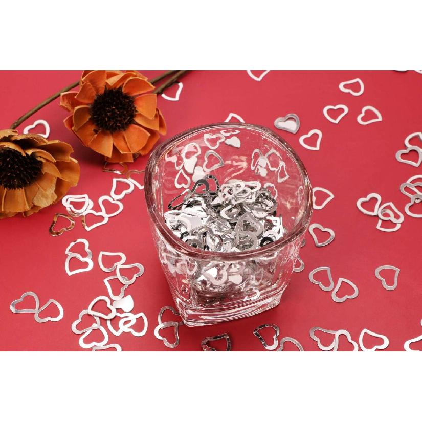 ONLYKXY 1200Pcs Love Heart Shaped Confetti, Table Wedding Decoration, Glitter Confetti for Wedding Party (Silver)