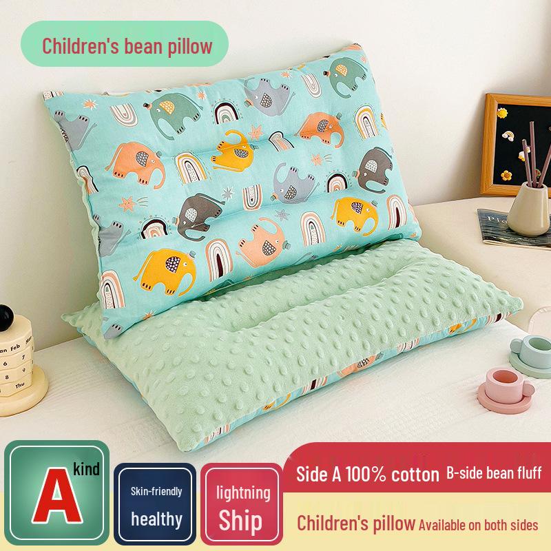 Children's All-Cotton Cartoon Bean Pillow - Velvet Nap Pillow for Kids