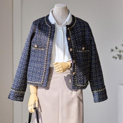 Customable Gold Button Pocket Tweed Jacket T2604jk601a