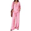 Women S Long Sleeve Solid Color Loose Casual Two Piece Set