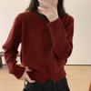 Single-breasted Knitted Sweater for Women Korean-style Round-neck Sweater Loose and Fashionable Long-sleeved Pullover for Women In Autumn and Winter