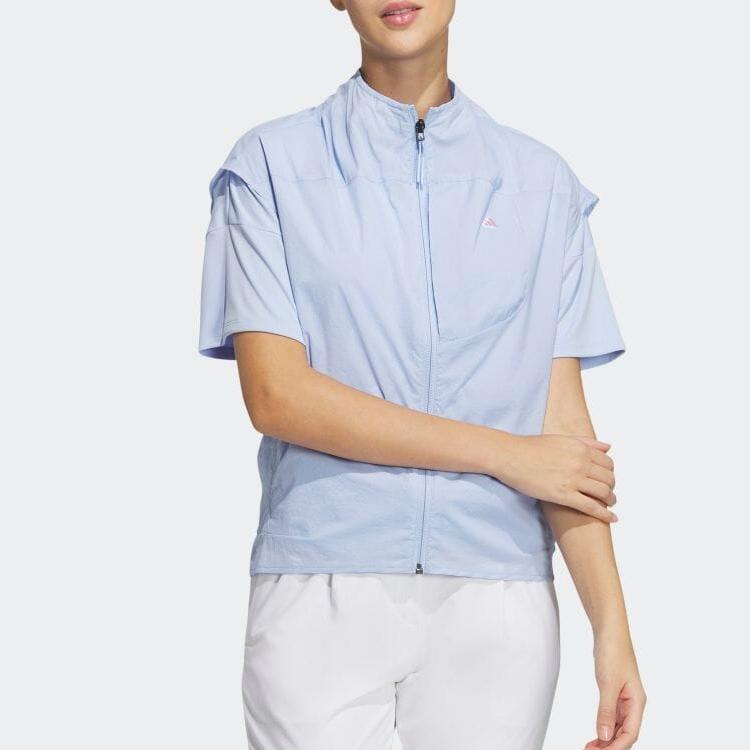 adidas Solid Color Lightweight Breathable Full Zip Golf Vest Women Vests Blue-Dawn HT0021