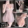 Women Sexy Sheer Pearl Lace Print Camisole Intimate Nightdress