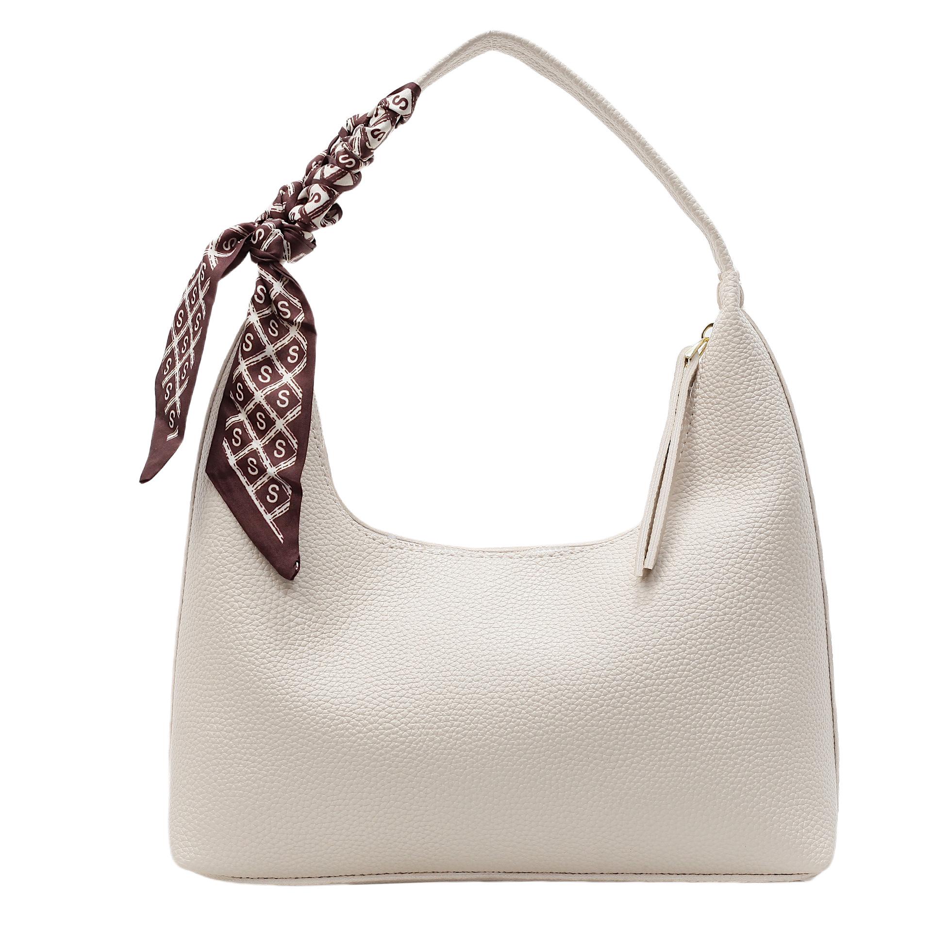 Ретро Шик Сумка-клатч с текстурой личи, ручная, под мышку, с шарфом