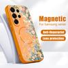 Magnetic For Magsafe Case For Samsung Galaxy S26 Ultra S25 Edge S24 Plus S23 FE S22 A54 A55 A56 5G Flower Garden Pattern Matte Cover