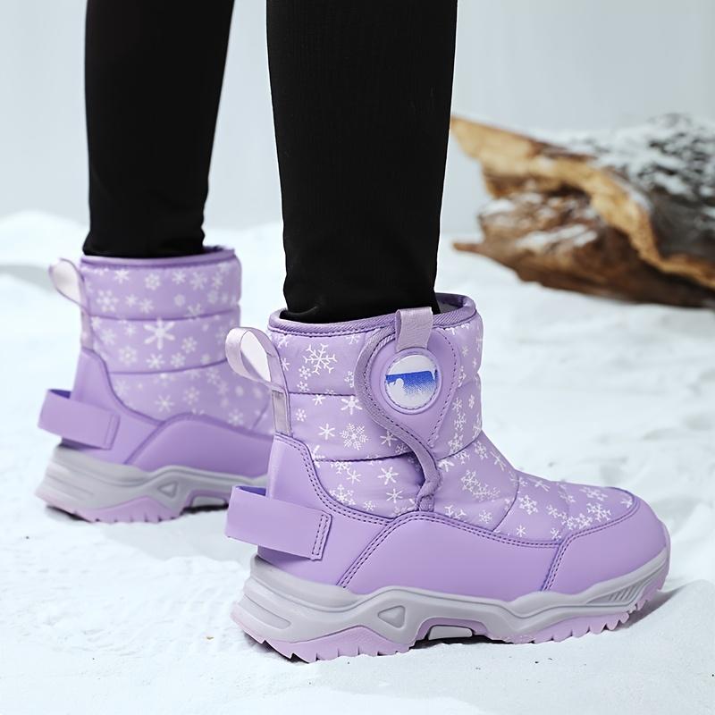 Girls Mid Calf Fleece Snow Boots Simple Design Warm Windproof Outdoor Play Snow Versatile Casual Style Ideal Gift Childrens Day