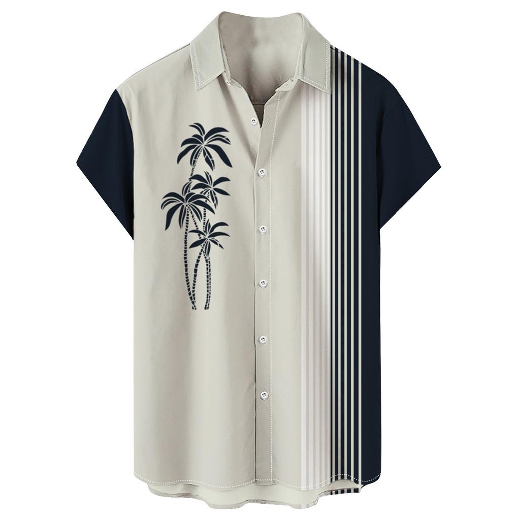 Pánské havajské košile s krátkým rukávem s potištěným knoflíkem Pánská móda pro volný čas Košile s krátkým rukávem