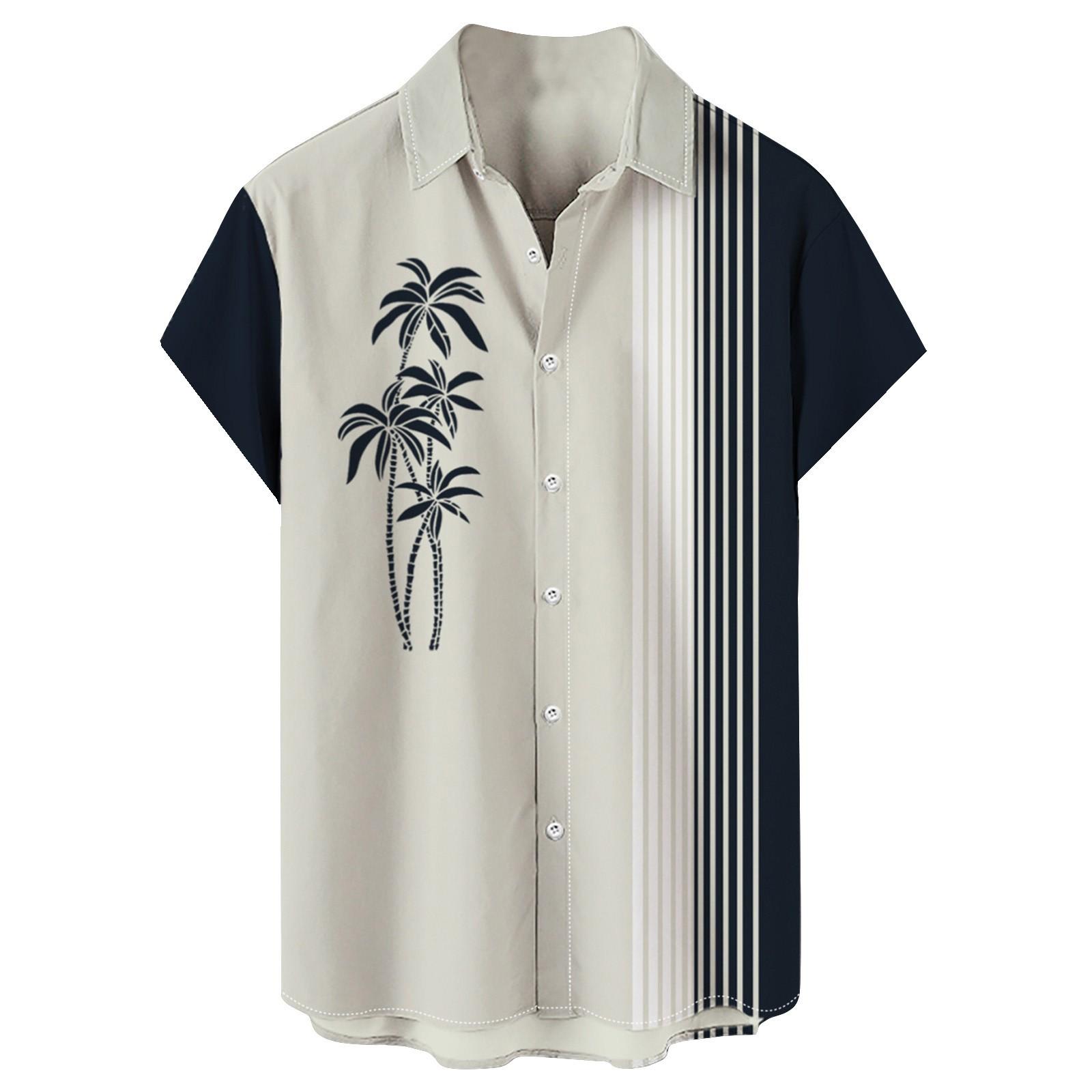 

Мужские гавайские рубашки с короткими рукавами и пуговицами с принтом. Мужские повседневные модные рубашки с короткими рукавами. M белый