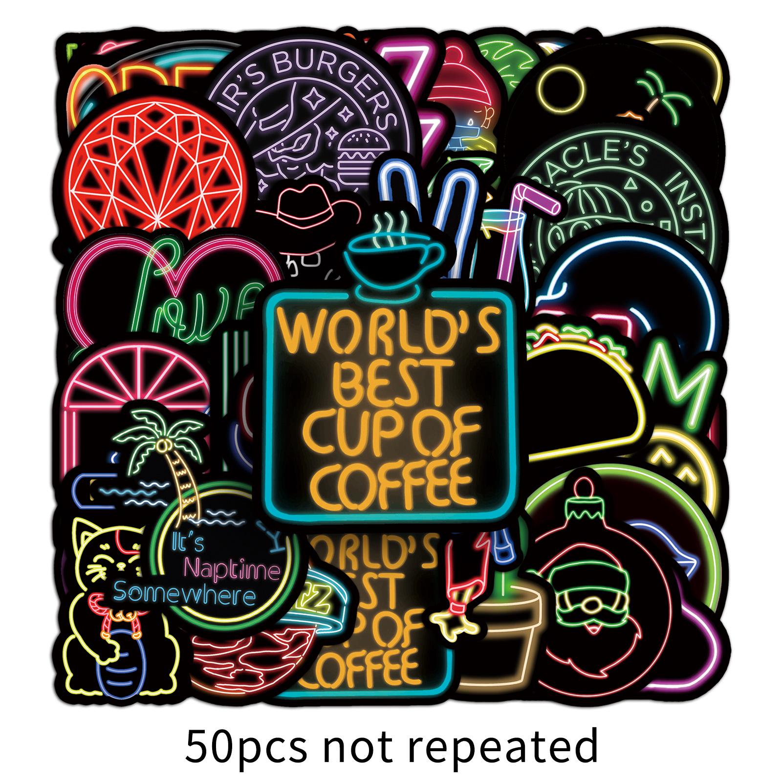 Neon Graffiti Car & Luggage Stickers - 50 PVC Sheets